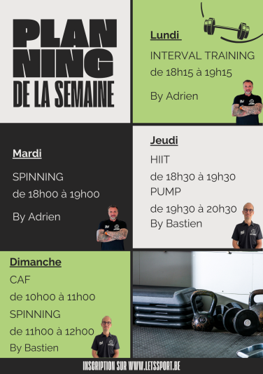 Let's Sport -  GRILLE HORAIRE SALLE pr&eacute;sentation